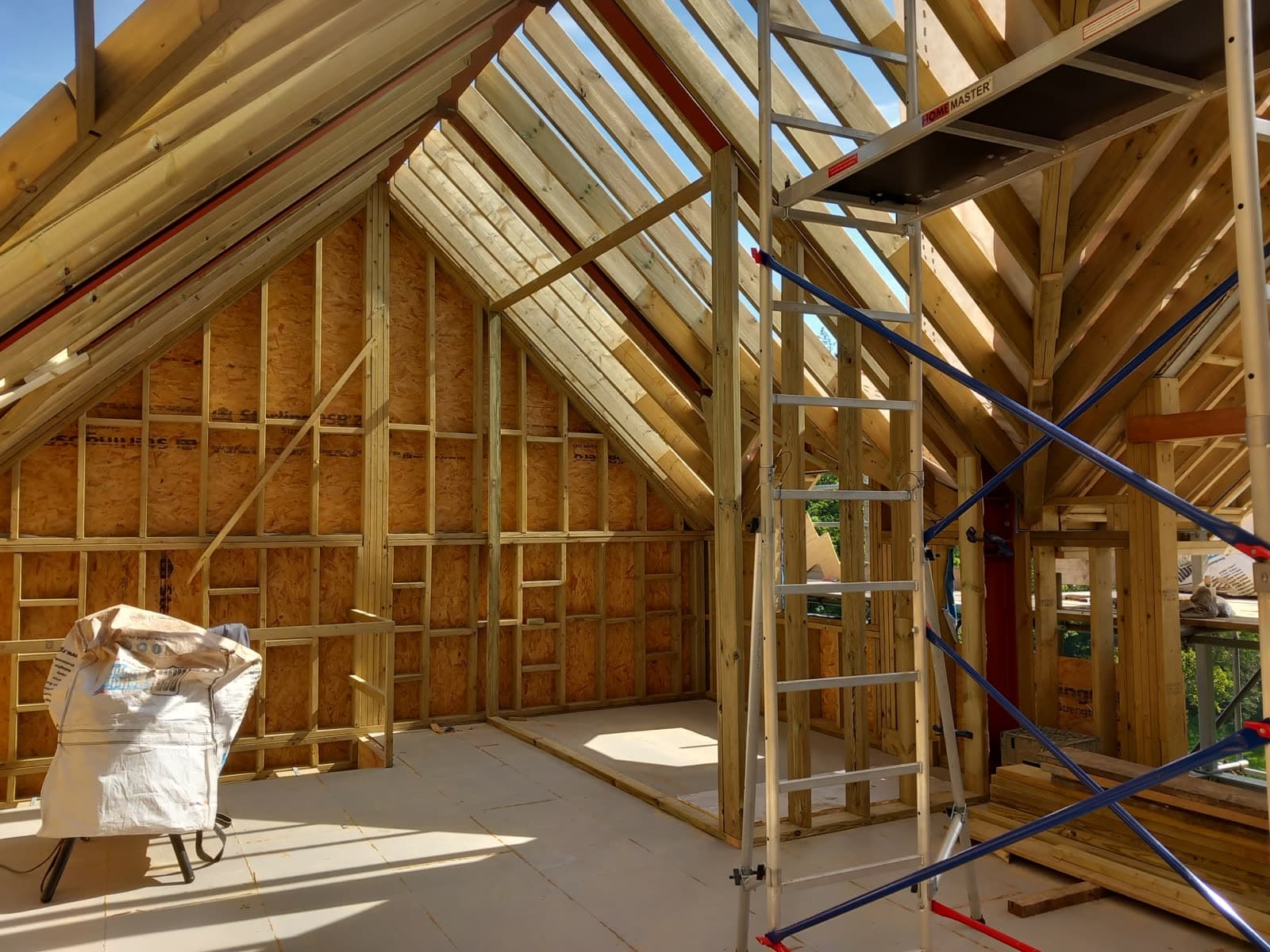 Inside a cut roof structure