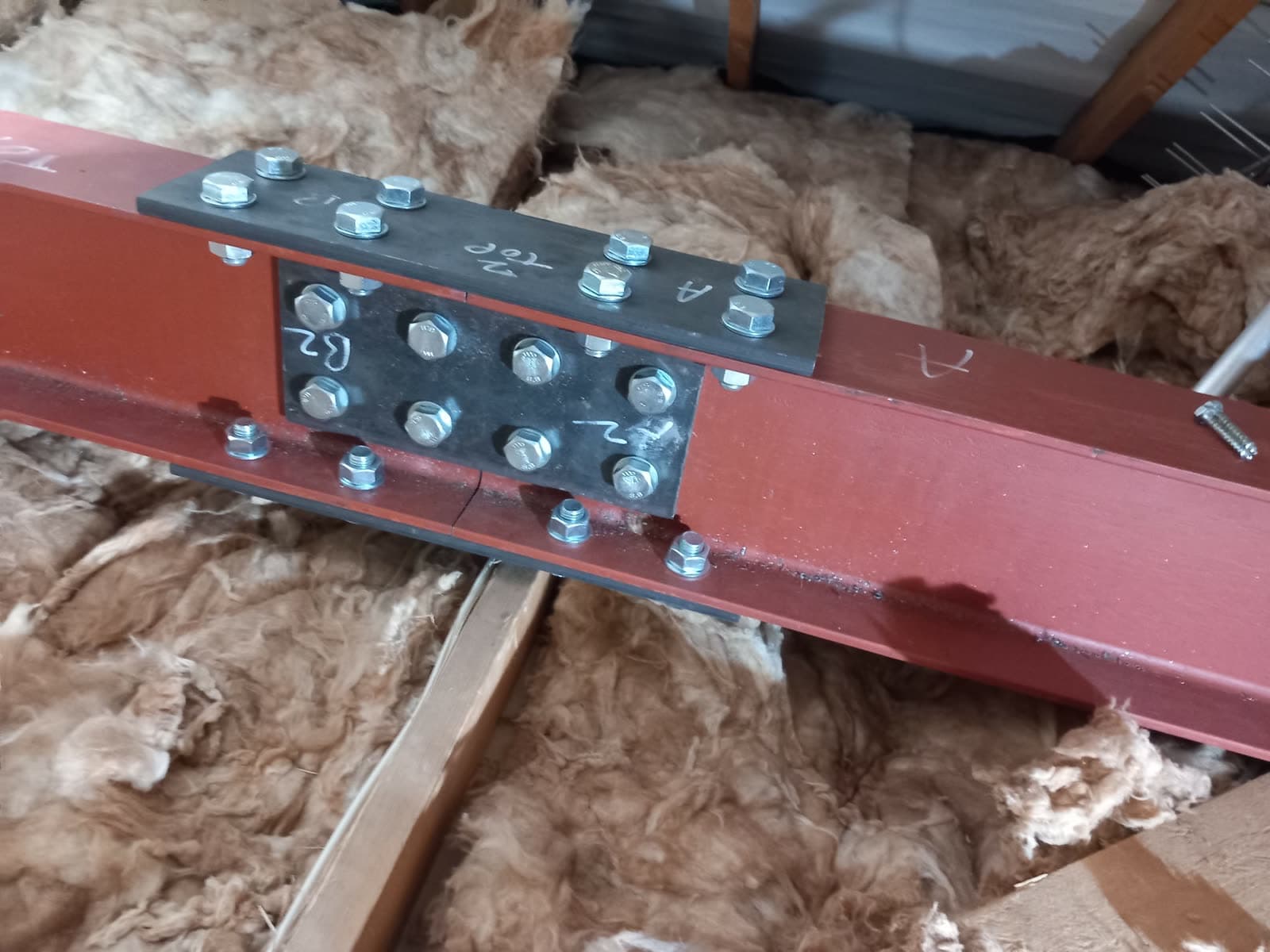 Structural steel above the ceiling