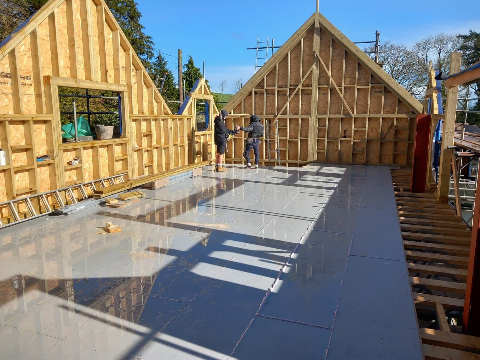 Timber-frame build in progress